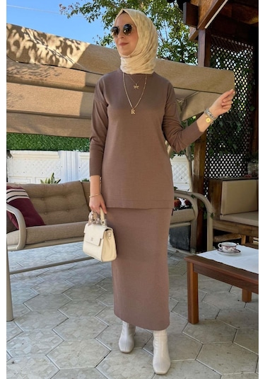 Sezen Triko Takım Sütlü Kahve Çok Renkli