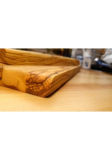 2 Li Set Zeytin Ağacı Ahşap Kesme Sunum Mutfak Tahtası