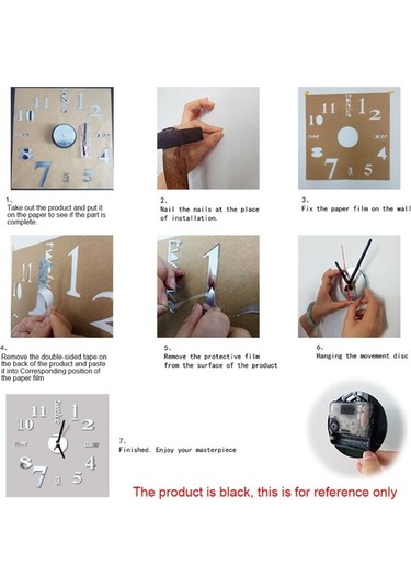 Goldenqian 2x 3d Dıy Duvar Saati Modern Tasarım Büyük Akrilik Saatler Ev Etiket Odası Dekor Saat Duvar Numaraları-siyah D1c3cj Siyah