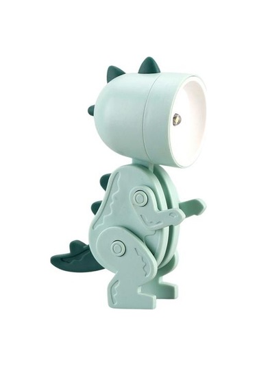 Gri Yeşil Görünüm Sevimli Titreşimsiz Mini Boyut Göz Koruması Gece İle Karikatür Dinozor Lamba Esnek Uzuvlar Gri Yeşil