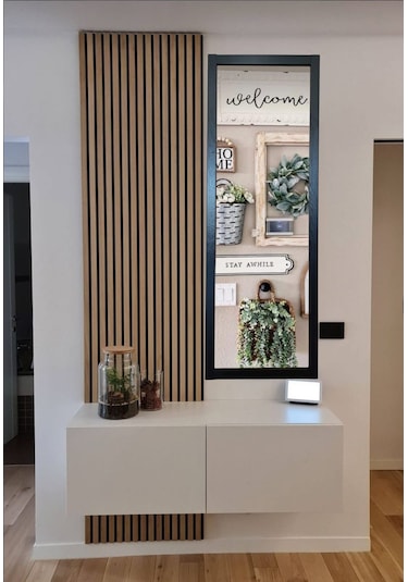 Siyah Ahşap Çerçeve Ayna Boy Ayna Duvar Hol Ayna 130x45