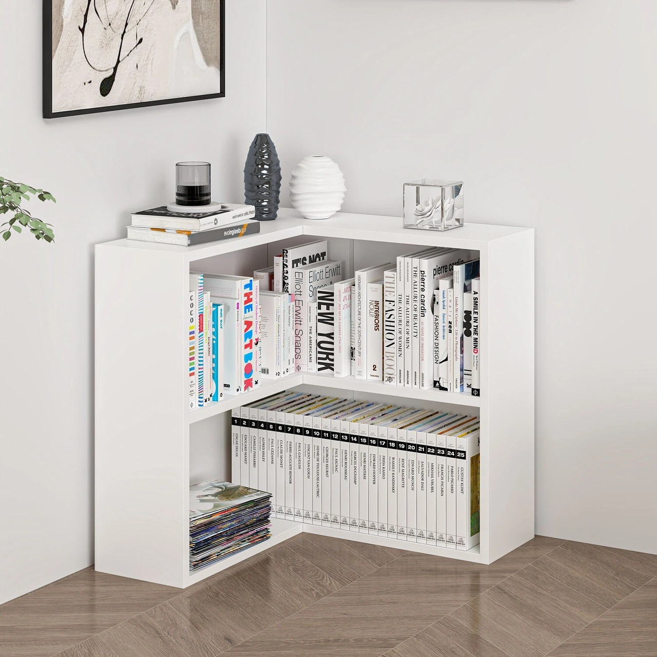 Adel 1 Raflı Köşe Kitaplık - Beyaz Beyaz