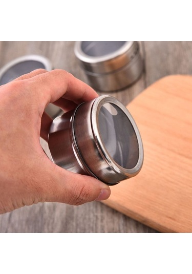 Pazly Paslanmaz Çelik Baharat Kavanozu Açık Hava Barbekü Gözenekli Döner Şişesi Manyetik Toz Geçirmez 3 Paket Gümüş Gümüş