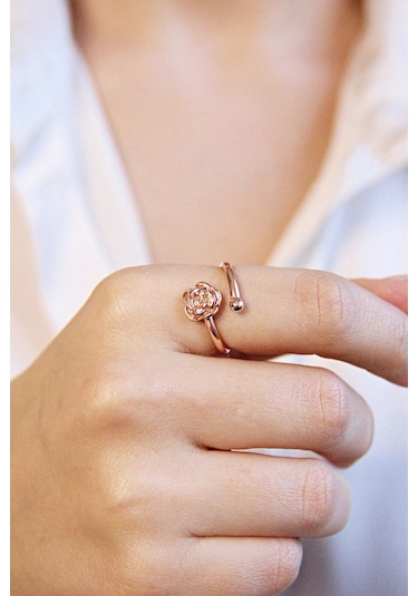 Argentum Concept - Gül Figürlü Gümüş Rose Yüzük - Y016001