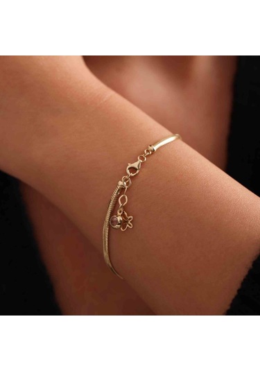 Sembolgold Balık Sırtı Altın Bileklik Kaplan Figürlü 14k Çok Renkli