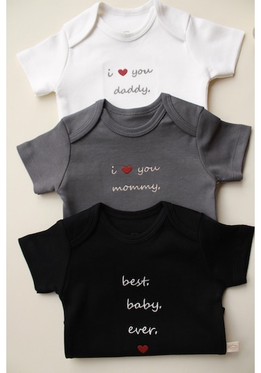 3lü Nakışlı Kısa Kollu Çıt Çıtlı Body Zıbın Model 7 Çok Renkli