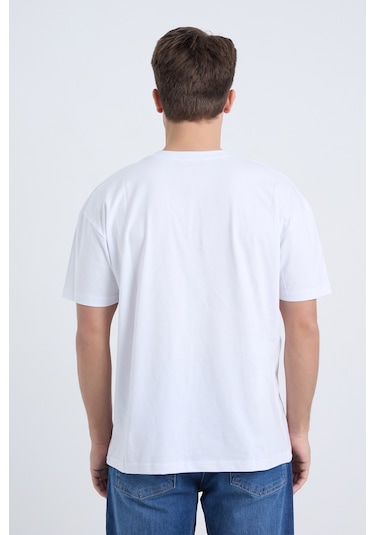Velvoria Unisex Oversize Siyah Camping T-shirt Beyaz