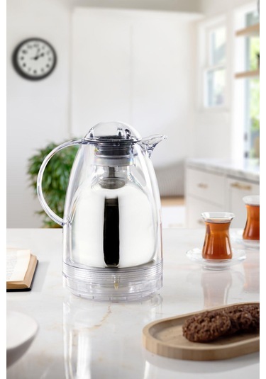 1.5 Lt Isı Yalıtımlı Çay Ve Soğuk Su Termosu Şeffaf 12 Saat Sıcak Tutar& İçi Camdır Çok Renkli