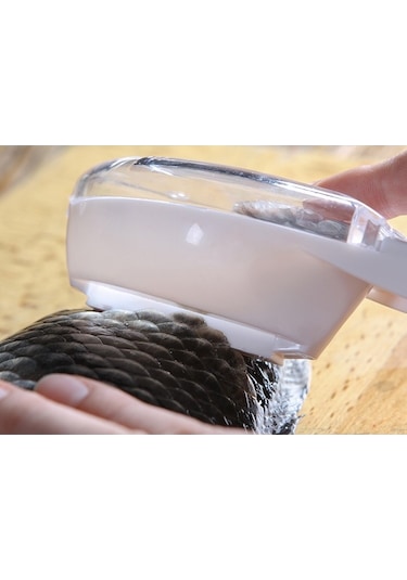 Kapaklı Mutfak Ölçekleyici Manuel Balık Ölçekleyici Aracı - Beyaz