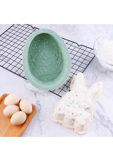 Qingmipy Paskalya Tavşanlı Silikon Kalıp - Çikolata, Puding Ve Jöle Yapımı İçin Pratik Pişirme Aracı Çok Renkli