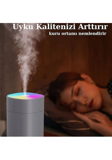 H2o Humidifier 400 Ml Ulrasonik Hava - Oda- Araç Nemlendirici Buhar Makinesi Aroma Difüzörü-1259