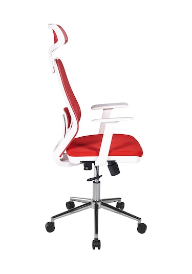 Ofisbazaar Dali Beyaz Fileli Yönetici Koltuğu Ergonomik Başlıklı Ofis Koltuğu Kırmızı Kırmızı