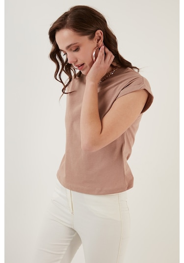 Lela Bisiklet Yaka % 100 Pamuk Basic Bayan T Shirt 5864121 Bisküvi