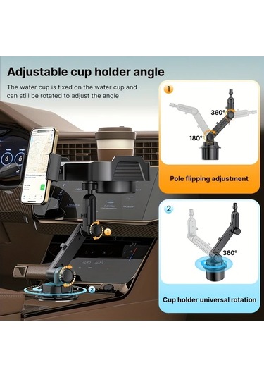 Xuweiwei Black Ekstra Büyük Alanlı Yükseltilmiş Katlanır Araç Tepsisi Cep Telefonu Tutucu