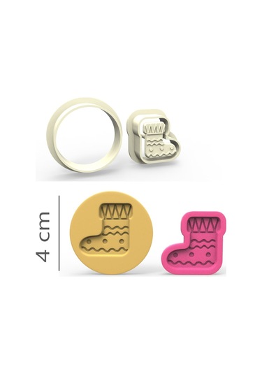 Çorap Kurabiye, Bisküvi, Kolye Ucu, Mühür Kalıp Seti - 4 Cm