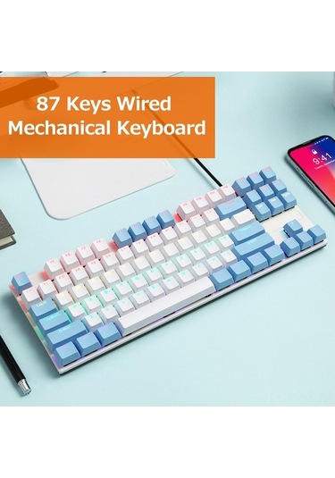 Dancemonkey İblancod K87 Klavye - Metal Panel, Renkli Işık, Mavi/rahat Anahtarlar