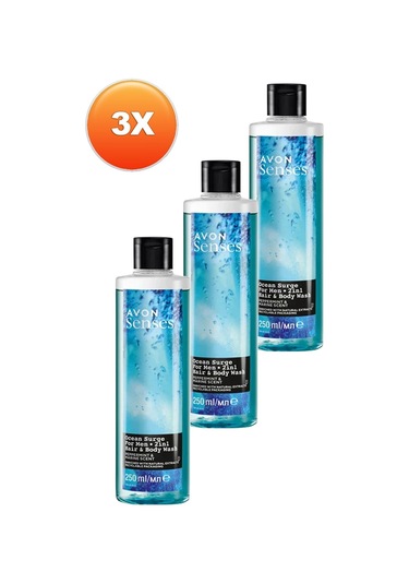 Avon Senses Ocean Surge Nane Ve Deniz Kokulu Saç Ve Vücut İçin Erkek Duş Jeli 3 x 250 ML