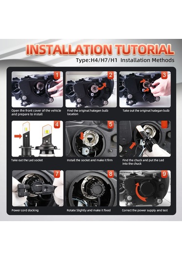 Ximistore9 S9-led Araç Farı Seti: 8000lm, Ip68 Su Geçirmez, 360 Işık Açısı, Hb4/9006 Uyumlu