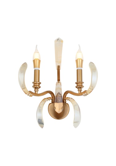 Ronja 2'li Bakır Eskitme Kristal Taşlı Yatak Başı, Salon Aplik Bakır Eskitme