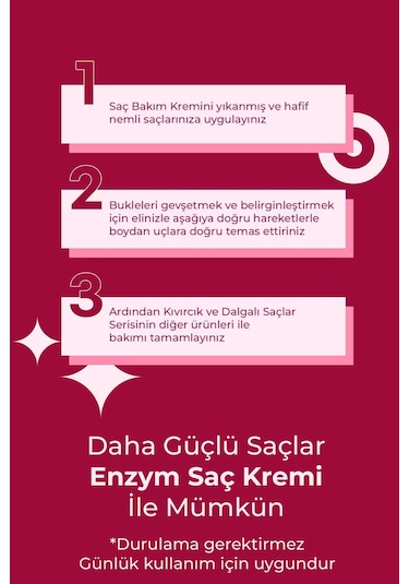 Enzym Cosmetics Kıvırcık Ve Dalgalı Saçlar İçin Bukle Belirginleştirici Saç Bakım Kremi 400 ML