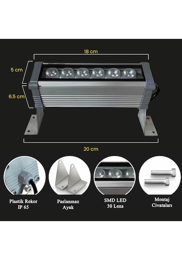 Wallwasher 6w 20 Cm Amber Işık Rengi Duvar Boyama