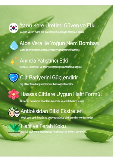 Modamkore Aloe Vera Yüz Maskesi Yoğun Nem & Ferahlık Sakinleştirici