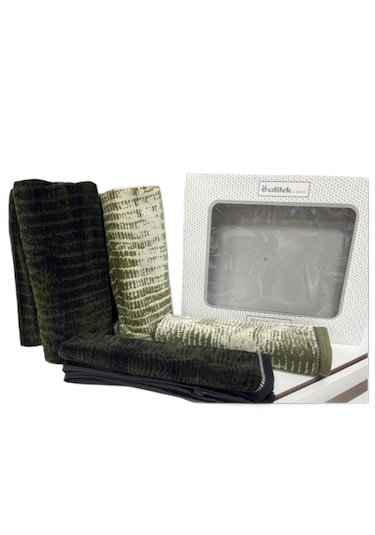 Özdilek Verde Aile Bornoz Seti Krem - Siyah