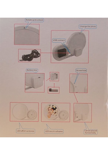 Kişiye Özel Fotoğraf Baskılı Saatli Sihirli Led Ayna