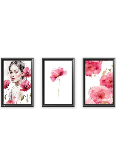 3'lü Pembe Çiçek Temalı Foreks Tablo