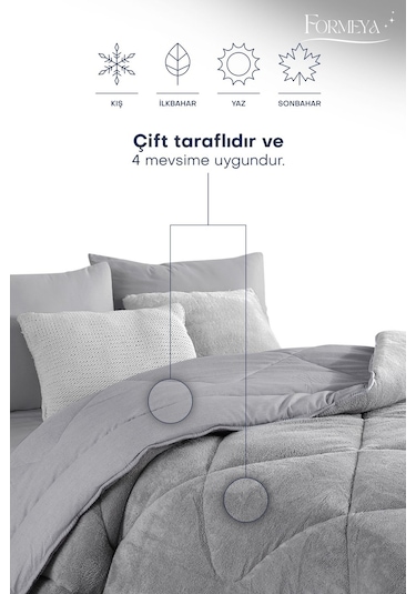 Formeya Battal Boy Lüx Welsoft Çift Taraflı Yorgan - Gri