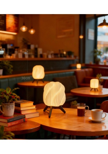 Modern Beyaz Renk Abajur Dekoratif Tasarımı İle Ev, Ofis, Cafe Ve Restorant Beyaz