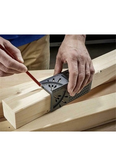 Geeksen 200x60mm Çift Ölçekli Plastik Açı Cetveli - Ahşap İşleri Ve İnşaat İçin