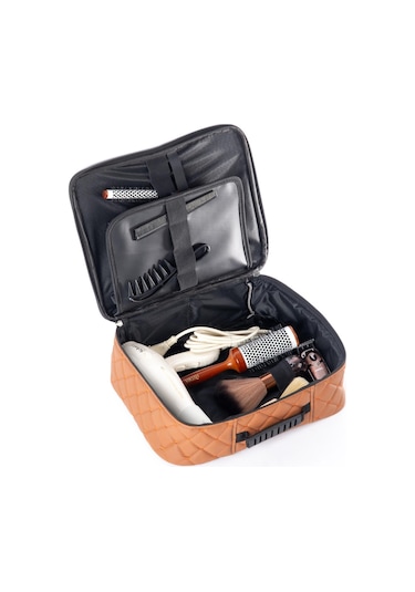 Kuaför Berber Kapitone Deri Malzeme Çantası Taba