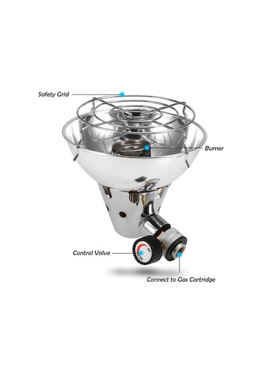 Pazly Açık Gaz Isıtıcı - Taşınabilir Propan Bütan Kamp Ocağı Isıtma Sobası - Kış Kamp İçin Hafif Ve Dayanıklı Paslanmaz Çelik Isıtıcı Gümüş