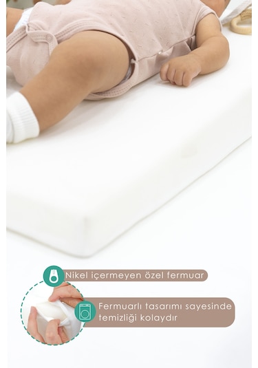 Mordesign Bebek Reflü Yatağı, Yıkanabilir Fermuarlı Tasarım, Yenidoğan Güvenli Yatış , Lyon Serisi Kırık Beyaz Zg989-2