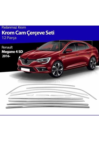 Renault Megane 4 Cam Çerçevesi Kromu Komple Set 12 Parça 2016+ So