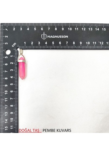 Piramit Doğal Taş Kolye Ucu Pembe