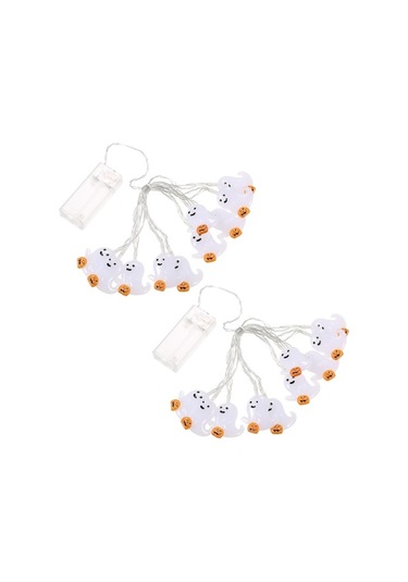 Dekoratif Işık Zinciri, Beyaz Hayalet Şekli, Şenlikli Bir Atmosfer Yaratır, 1,5 Metre, 10 Işık, 2 Paket