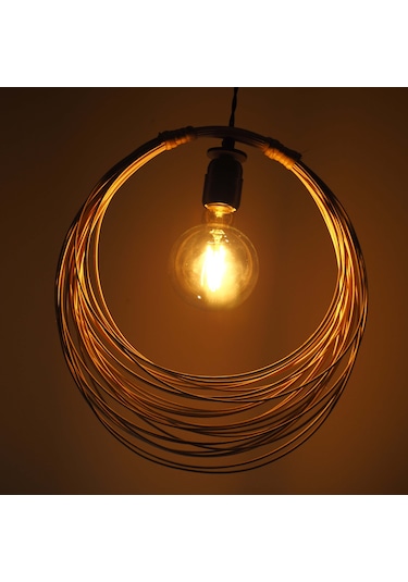 Bambu, Hasır, Rattan Avize Sarkıt: Universe 35Cm - Siyah Takim