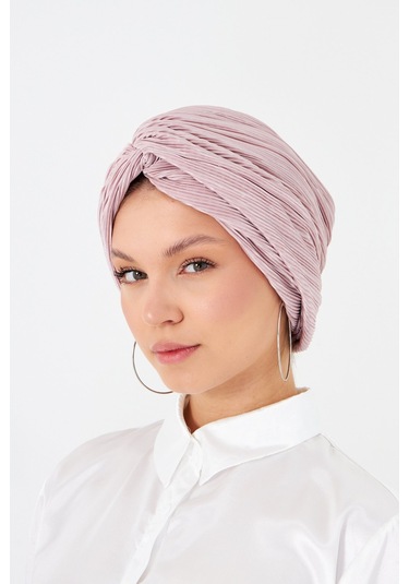 Gül Kurusu Çapraz Büzgülü Tesettür Bone Fukuro Piliseli 2512 18 Gül Kurusu