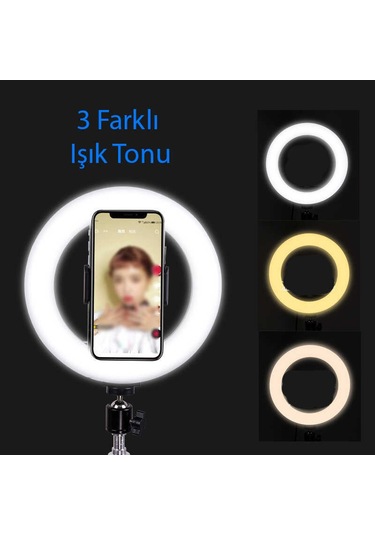 Ekılıf - Canlı Yayın Işıklı M20 Işıklı Telefon Tutucu Ring Light - Siyah - T12834
