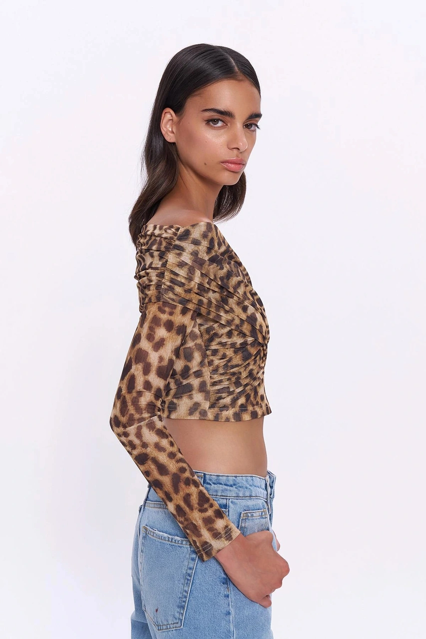 Olla Collection Off Soulder Bluz Kahve Kahverengi