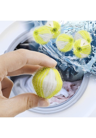 Vkemall 12 Adet Yeniden Kullanılabilir Çamaşır Makinesi Tüy Toplayıcı Topları - Evcil Hayvan Tüyü Ve Tokaği Temizleyici Beyaz-mavi + Beyaz-sarı