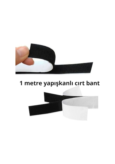Enzelo 2 Cm Yapışkanlı Siyah Cırt Cırtlı Bant 1 Metre
