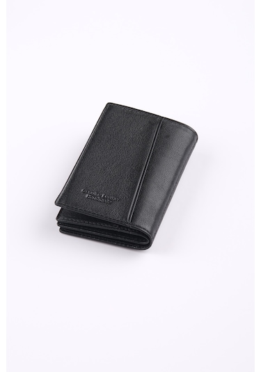 Ancora Leather Hakiki Deri Minimal Kartlık-26206 Siyah
