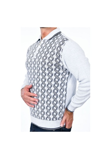 Kamalı Erkek Çelik Örgü Gömlek Yaka Fermuarlı Polo Yakalı Çizgili Desen Tüylenmeyen Triko Kışlık Baba Kazak Beyaz Kamalı Erkek Çelik Örgü Gömlek Yaka Fermuarlı Polo Yakalı Çizgili Desen Tüylenmeyen Triko Kışlık Baba Kazak Beyaz