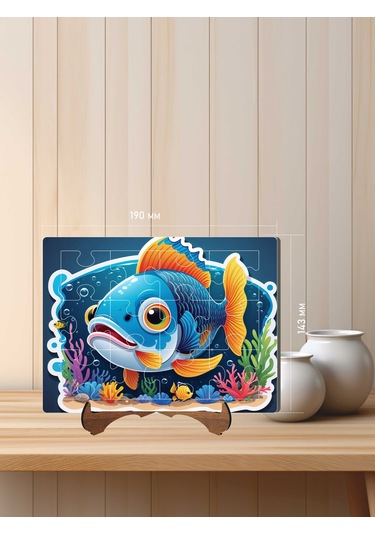 12 Parça Mdf Lazer Kesim Çocuk Puzzle Yapboz 14 X 19 Cm V8