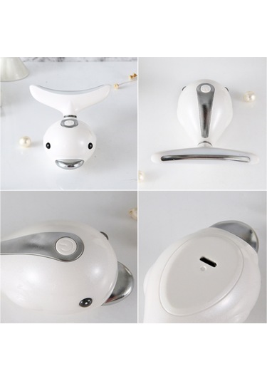 Hangfox Yenilenebilir Pil Liçli Boyun Ve Yüz Gerginleştirici Cihazı - Cilt Bakımı Aleti, İç Çizgileri Azaltır, Çift Alttan Dudak Azaltır Beyaz