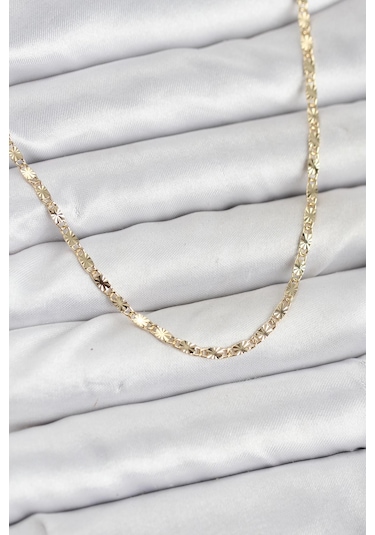 Cm 14k Gold Renk Lazerli Zincir Model Kadın Kolye Diğer