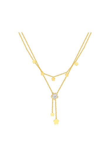 Sones Opk Gx2435 Vintage Basit Çift Katmanlı Yığılmış Püskül Çiçek Kolye Paslanmaz Çelik Kolye